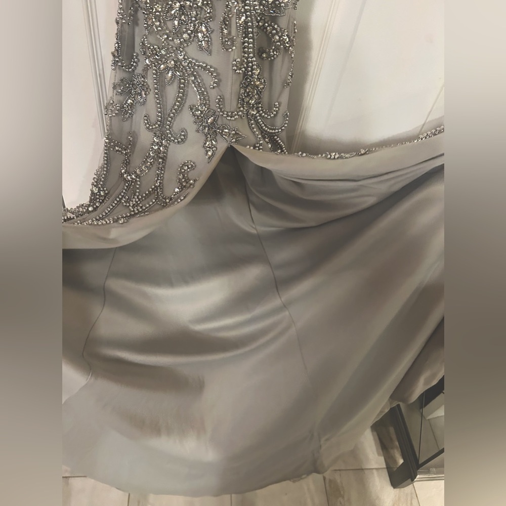 Terani Couture Silver Prom Dress - Picture 8 of 9